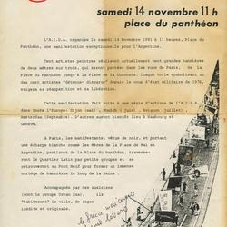 Appel à participation "Cent bannières dans Paris pour cent artistes disparus en Argentine".