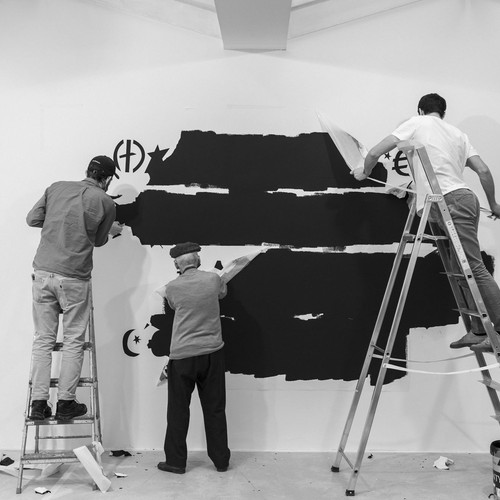 Jacques Villeglé - Montage exposition Galerie Vallois - 2021