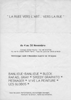 Flyer de l'exposition street art La Ruée vers l'Art 1985