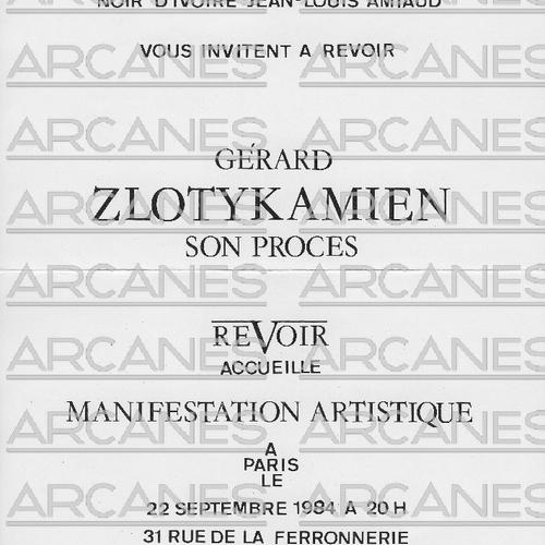 Carton d'invitation d'une manifestation artistique de Gérard Zlotykamien