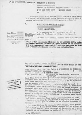 Citation à prévenu Gérard Zlotykamien
