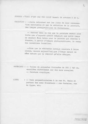 Texte de présentation de l'exposition sauvage de Scrocco en 1985