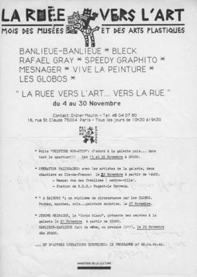 Document de présentation d'un volet street art La Ruée vers l'Art 1985