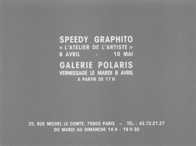 Flyer de l'exposition L'Atelier de l'Artiste de Speedy Graphito