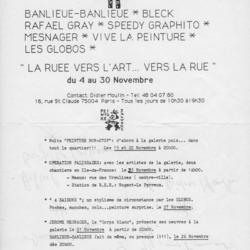 Document de présentation d'un volet street art La Ruée vers l'Art 1985