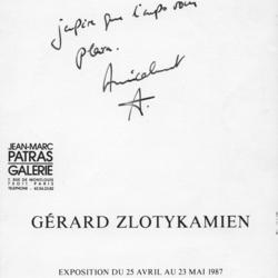 Flyer d'une exposition de Gérard Zlotykamien