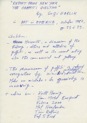 Notes à propos du graffiti aux USA