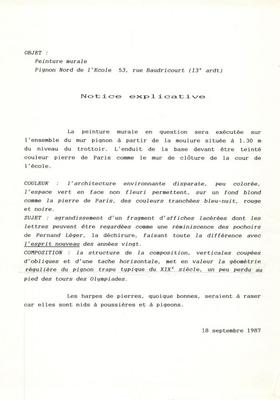 Notice explicative - peinture murale.