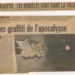 Graffiti : les rebelles sont dans la ville - Le Matin de Paris du 14/01/1986.