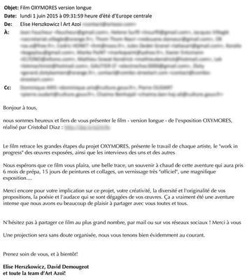 Email -  Art Azoï - Projet OXYMORES I