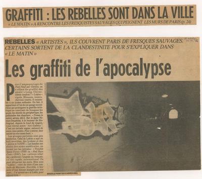 Graffiti : les rebelles sont dans la ville - Le Matin de Paris du 14/01/1986.