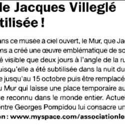 L'affiche de Jacques Villeglé s'est volatilisée