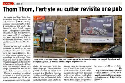 Thom Thom, l'artiste au cutter revisite une pub -  Vosges Matin