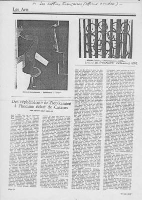 Des "éphémères" de Zlotykamien à l'homme éclaté de Casasus.