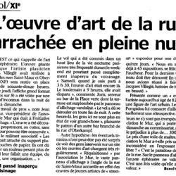 L'oeuvre d'art de la rue arrachée en pleine nuit 
