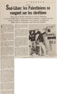 Sud-Liban : les Palestiniens se vengent sur les chrétiens - Libération