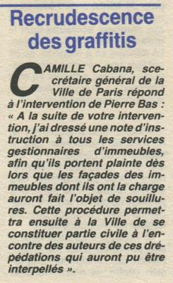 Recrudescence des graffitis - Courrier du 6e