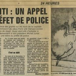 Graffiti : un appel au préfet de police - Le Parisien